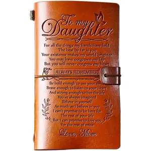 Mothers Day Gift Daughter Gift from Mom, To My Daughter Leather Journal, 140 Page Refillable Writing Journal, Christmas Birthday Gifts for Daughter from Mom, Mother Daughter Gifts for Adults Daughter