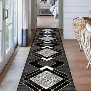 Geometric Pattern Kitchen Runner Rug, 1 Piece Modern Minimalist Hallway Rug, Soft Floor Mat for Home Living Room Bedroom Study Room, Modern Indoor Rug, Home Decor Rug