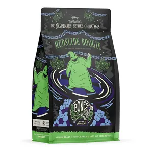Bones Coffee Company Mudslide Boogie, Chocolate Mudslide Flavor, Made with Arabica Coffee Beans, Medium Roast, Ground and Whole Coffee (12oz)