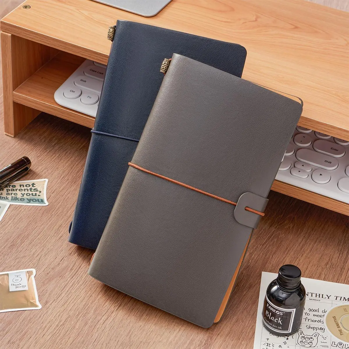 A6 Set with Metal Bookmark, Includes Leather Paper and Lined Paper, Ideal for Handwriting, Notes, Vintage Travel Diary, School Supplies, Hardcover Notebooks, Stationery Supplies, Journaling Supplies, Journal Notebook