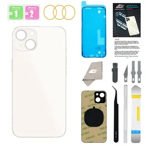GUPFIX Back Glass Replacement for iPhone 13 with Repir Tools, Big Hole Rear Back Cover Glass Replacement All Carriers with Pre-Installed Adhesive and Repairing Tool Kits (White)