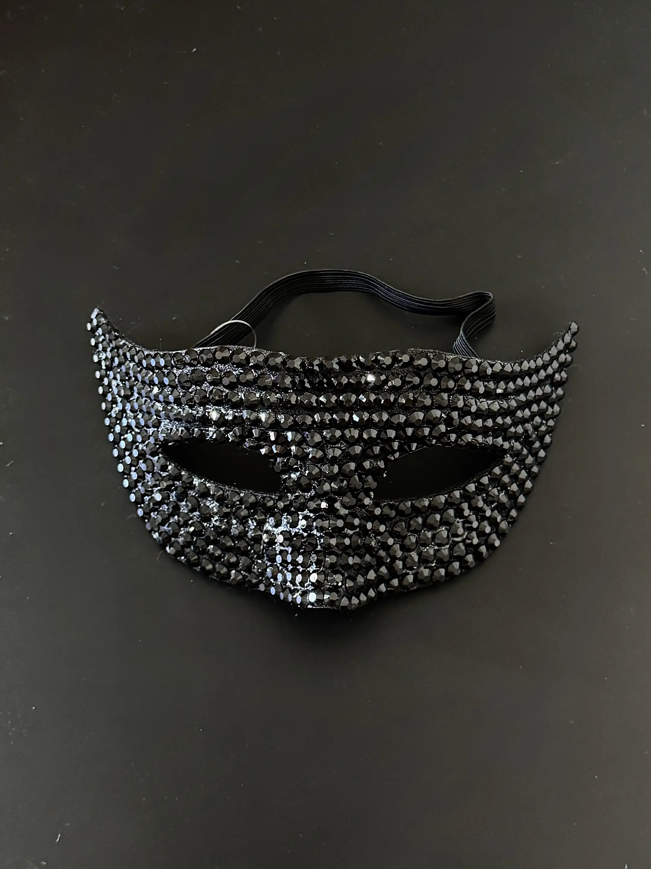 Black Rhinestone Masquerade Mask: Sparkly Crystal Party Costume Accessory
