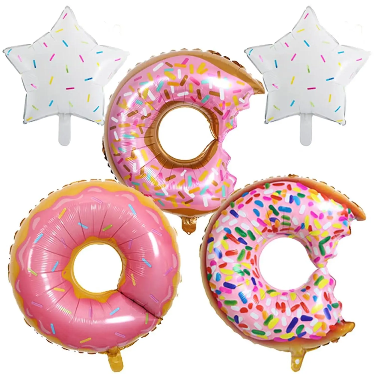 Donut Balloons Sweet Candy Multicolor Aluminum Foil Mylar Balloons For Donut Theme Birthday Party Supplies Wedding Decorations 5Pcs