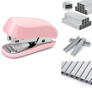 Pink Color Mini Stapler with Staples,Small Cute Stapler for Desk,Gift for Student or Office Use (Pink)