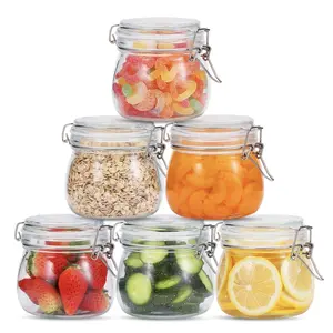 500ml/17oz Glass Jars with Airtight Lids And Leak Proof Rubber Gasket,  Six-Piece Set, Durable Glass Food Storage Containers, Leakproof Airtight Containers for Canning and Preservation, Ideal for Kitchen Organization