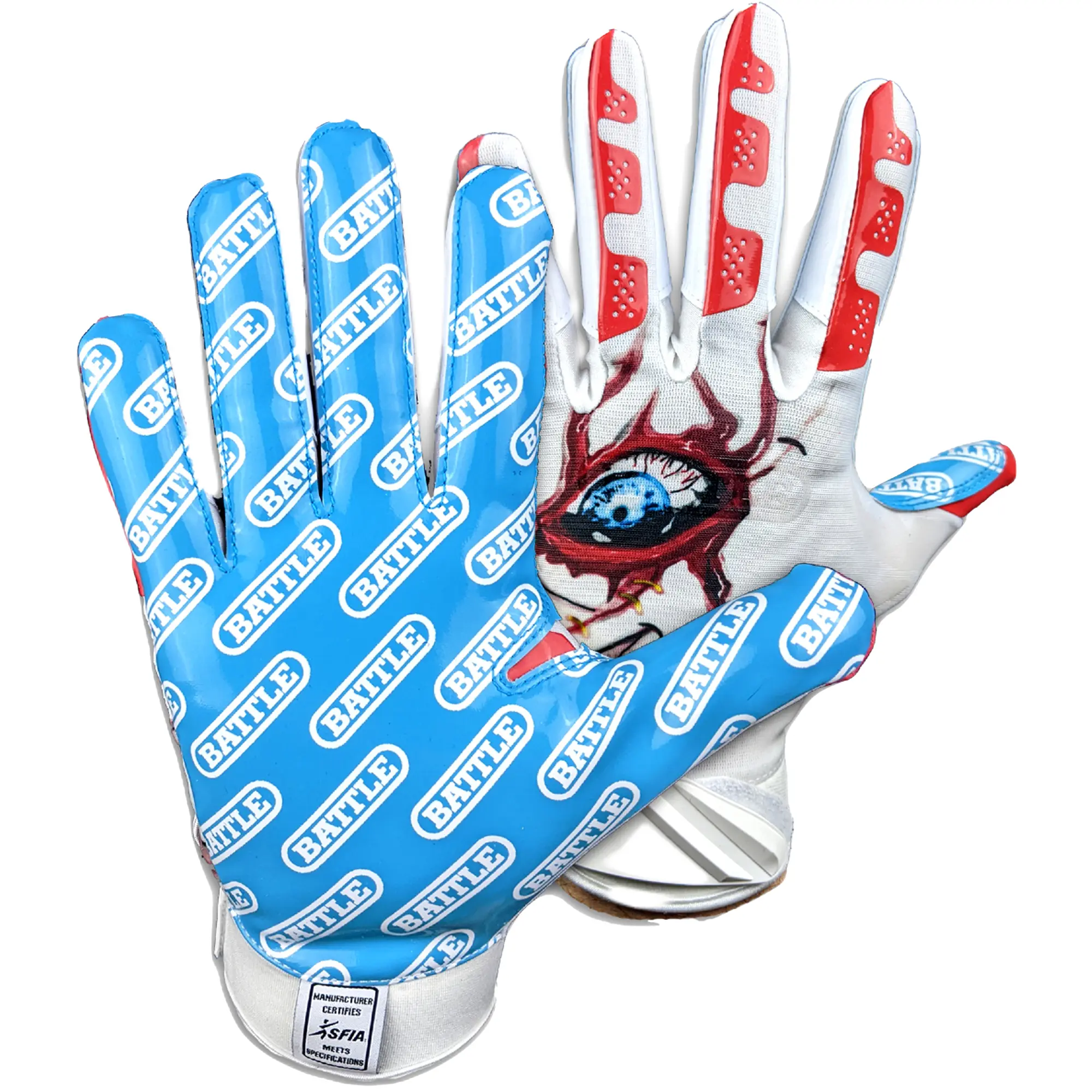 Battle Sports Youth Lil Evil Cloaked Football Receiver Gloves - Ultra-Stick Anti-Skid Palm, Breathable PerfectFit Material, Reinforced Stitching, Leather, Snug Fit Strap, Meets NCAA/NOCSAE Standards, Football Accessories, Ultra-Stick Palm