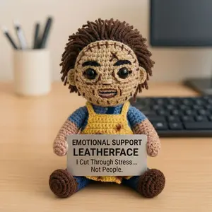 Emotional Support Leatherface Crochet Doll