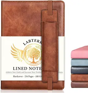 Lined Journal Notebook for Women Men, 256 Pages, Medium 5.7 in x 8.3 in - 100 GSM Thick Paper  Hardcover Leather Journals for Writing, Work, School, Note Taking, Diary Notepad, Brown