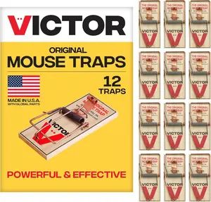 Victor Original Mouse Traps M150-12 Metal Pedal FSC Wood Pack of 12 Sustainable Wooden Traps for Effective Pest Control Natural and Sturdy Trapping Solution