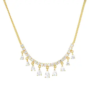 Dangling CZ Bib Necklace