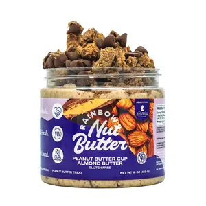 ALMOND BUTTER PEANUT BUTTER CUP Rainbow Nut Butter Almond Butter Gluten Free Creamy & Crunchy Chocolate Flavor Chocolatey Snacks