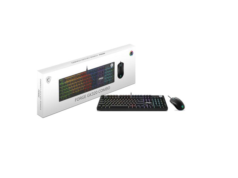 MSI Forge GK320 Combo RED US - Gaming RGB Keyboard & Mouse Set, Full Keys Anti-Ghosting, 12,800 DPI Optical Sensor, 13-Mode RGB, up to 12,800 DPI, Black