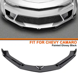 Front Bumper Lip Splitter for 2016–2024 Chevy Camaro LT LS SS ZL1 6th Gen, Glossy Black Front Chin Spoiler, Durable Body Kit Protector, Easy Install Exterior Upgrade