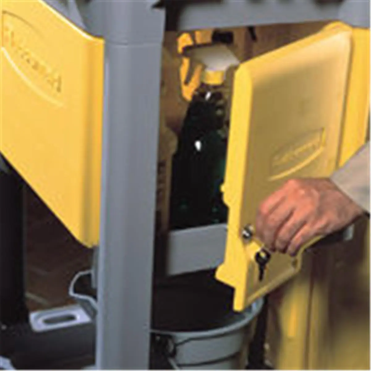 Rubbermaid Commercial Yellow Locking Janitor Cart Cabinet - Collect Waste Function, Easy-to-Clean Smooth Surfaces, Optional Locking Compartment, Efficient Cleaning Tools Storage Solution