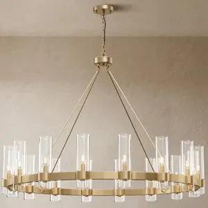 16 - Light 48'' Glass LED Wagon Wheel Chandelier