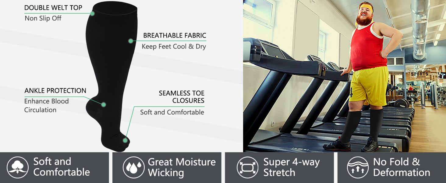 STANDWAY 4 Pairs Compression Socks - Men & Women（15-20HHMG）Is Best Support for Nurses Running Travel And Every Sports