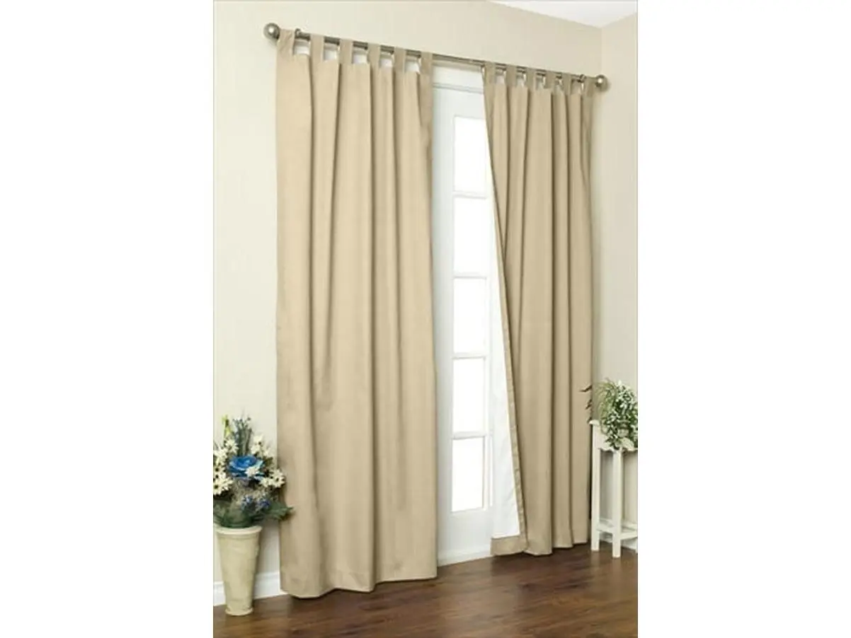 Commonwealth Home Fashions 70292-153-758-72 Thermalogic Insulated Solid Color Tab Top Curtain Pairs 72 in., Khaki