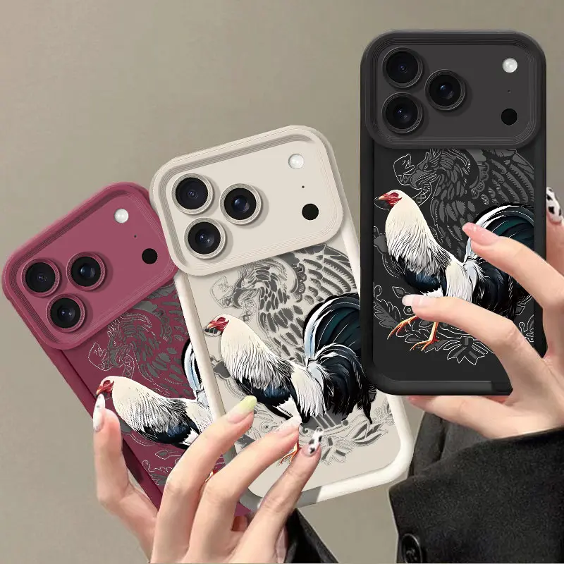 Cool and creative chicken-pattern TPU phone case, suitable for iPhone 17 Pro Max, 17, 16, 15, 14, 13, 12, 11 Pro Max. It is a slip-resistant and shock-proof protective case designed for these devices., Accessories, Smartphone, Cellphone