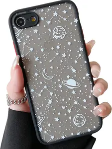 Compatible With iPhone SE 2022 5G/iPhone 7/iPhone 8/iPhone SE 2020 Case For Star Pattern Translucent Frosted PC Back 3D Girls Woman Boys Cover Shockproof Protective Slim Phone Cover