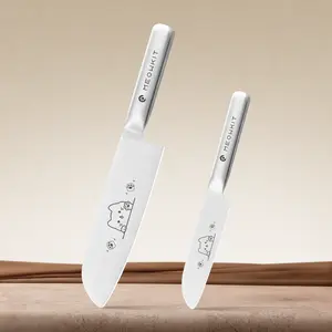 Meowkit 2-Piece Kitchen Knife Set with Cute Cat Etching Design