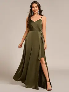 Ever-Pretty  Wrap-Style Spaghetti Strap Maxi Satin Bridesmaid Dress 02317,Evening dress，Party dress