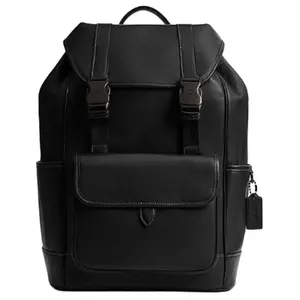 COACH Coach League 29 Drawstring and Snap-Closure Leather Backpack for Men, Large Size, Black