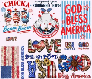 Patriotic 1 Premade Gang Sheet 30*24 with  Full-Size DTF Prints Instant Peel Film for Easy Application Ideal for Apparel