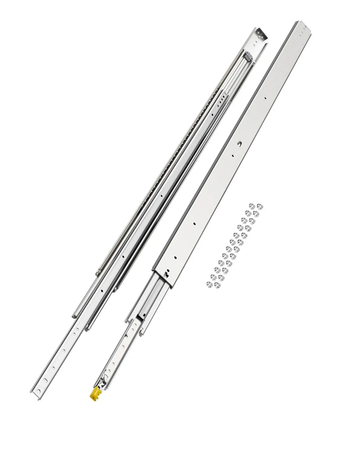 Heavy-Duty Drawer Slides Set, 1 Pair, 60-Inch Full-Extension Locking Drawer Slides with 500-Lb Load Capacity, Side-Mount Ball-Bearing Glides, Industrial-Grade Rails for Durable Drawers