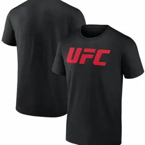 Mens Black UFC Red Logo T-Shirt, MMA Fight Gear Apparel, Official UFC Clothing Style, Combat Sports Outfit, Gift For Fight Fans And Sports Enthusiasts B01EW