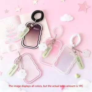 Clear Card Holder with Keychain, 1 Count Simple Style Card Protector, Identification Badges & Supplies for Students & Office Workers, Retractable Badge Reel, Retractable Badge Holders