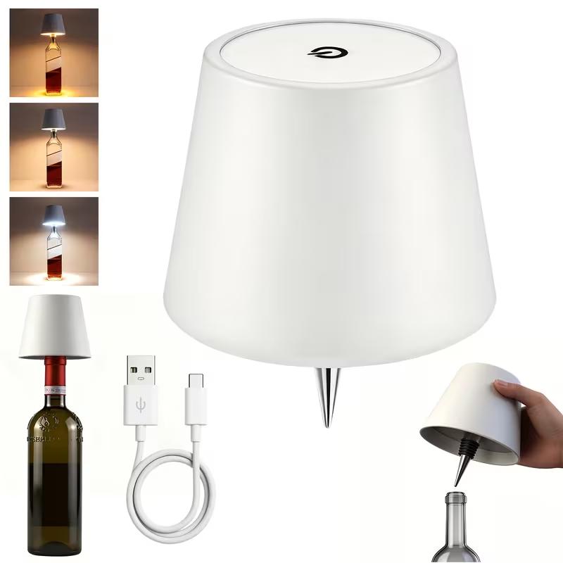 A Portable Wireless LED Bottle Lamp, Adjustable Ambient Table Lamp, Rechargeable Touch-Sensitive Night Light, Suitable for Bedside, Living Room, Dining Room, Or Bedroom
