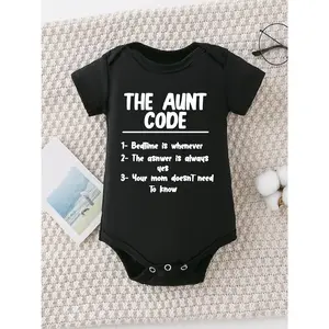 THE AUNT CODE print Casual Comfortable Short Sleeve Baby Romper Funny Newborn Boys Clothes 100% Cotton Triangle Jumpsuit, for Outdoor