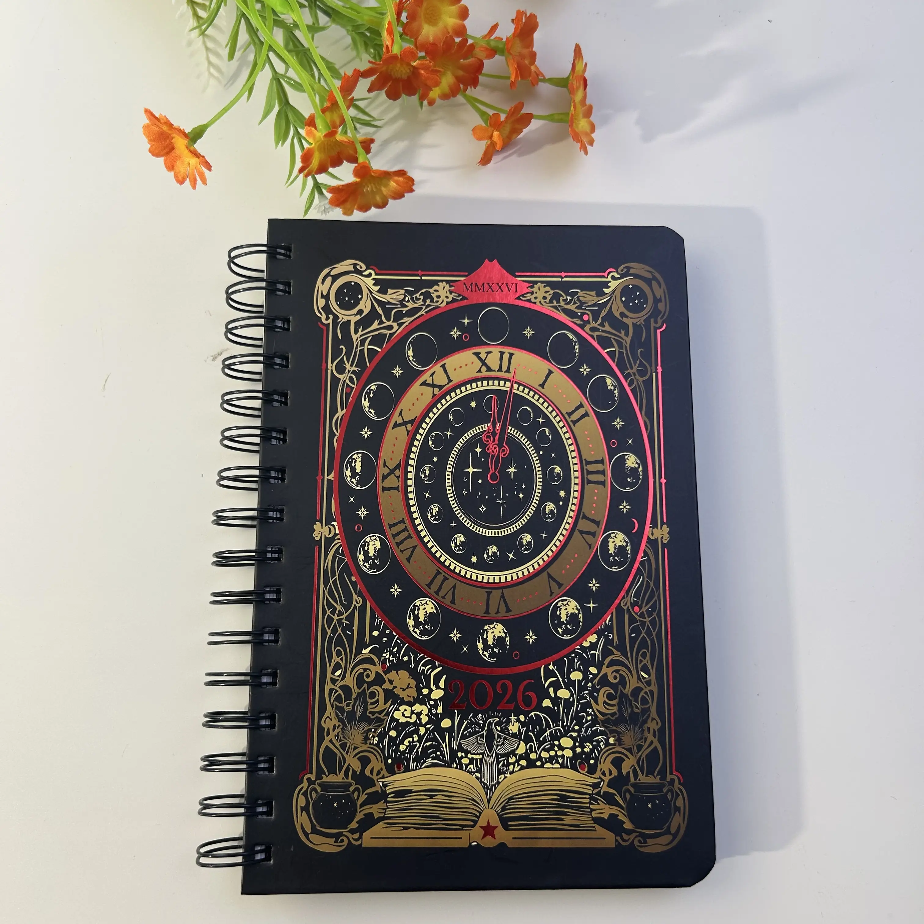 2026 Spiral Dated Weekly Planner, 22x18cm Gothic Witchy Tarot Card-Inspired Design with Stickers & Bookmarks, A5 Portable Notebook for Bible Study, January-December 2026 Daily Monthly Yearly Agenda (Office Stationery Organiser) stylish school