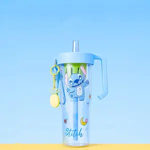 Disney Series Stitch Gourmand Party Collection Pineapple Strawcup - 1250mL Large Capacity with Handle Perfect for Beverages Home/Outdoor Use Ideal Holiday Christmas Shopping for Stitch Fans Collectors Students