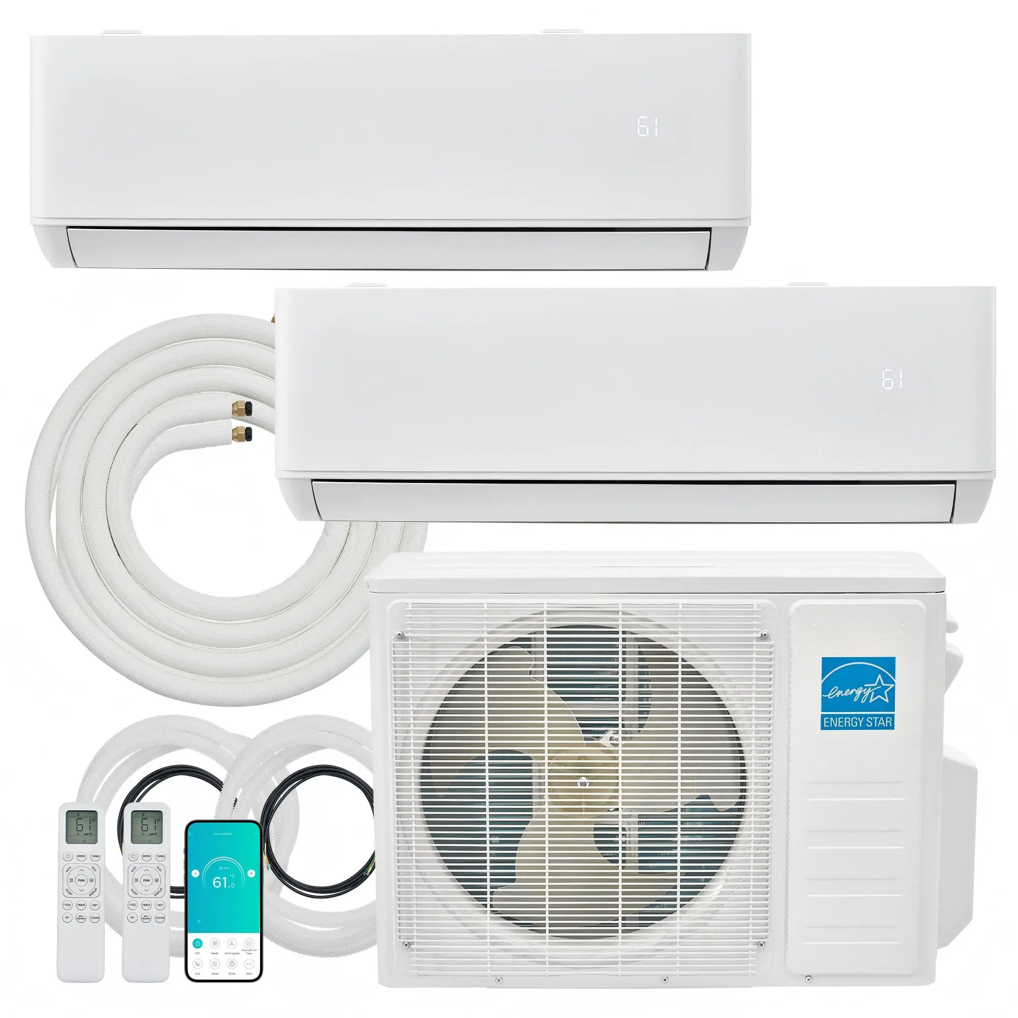 [Summerwins][Ships in Multiple Boxes] AMERLIFE Mini Split AC/Heating System, 20,000 BTU/28,000 BTU ODU, 22/25 SEER2, Multiple Zone Ductless Inverter Heat Pump, WiFi Enabled with Pre-Charged Condense