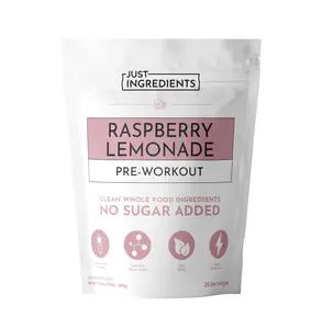 Just Ingredients Raspberry Lemonade Pre-Workout | 30 Servings | 150mg Caffeine Per Serving | Real Food Ingredients, Gluten-Free, No Artificial Sweeteners | Supports Energy and Muscle Recovery