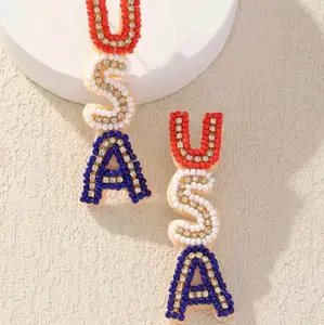 America Flag pattern Drop Earings, Multicolor, Multiple Designs,  Earrings for Independence Day Celebration Decoration For Women and Girls, Fabric Earrings, Bead Earrings Casual