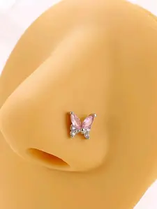 Butterfly Design Nose Stud, Rhinestone Decor Nose Ring, Fashion Jewelry for Women & Men, Trendy All-match & Exquisite Jewelry for Birthday Gift