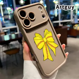 Phone Case for iphone 17 Pro Max 16 Plus 15 14 13 12 11 XR Air E Baseball Inspired Bow Pattern Silicone TPU Lens Protective Rugged Durable Soft Cover for Boy