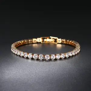 4mm Round CZ Tennis Bracelet for Women Men Hip Hop Jewelry Silver Plated Full Diamond Bracelet Fashion