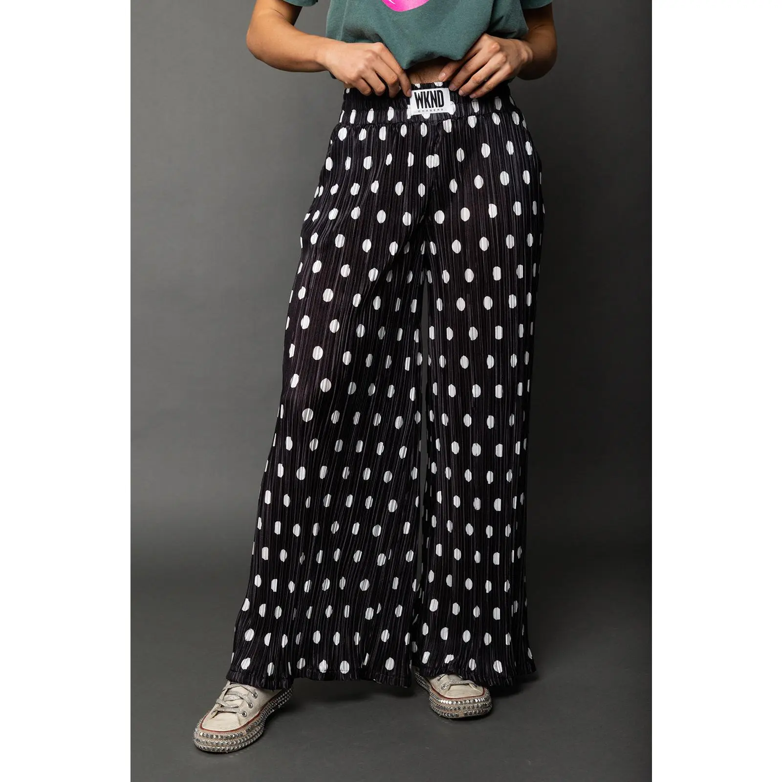 Polka Dot Plisse Pants