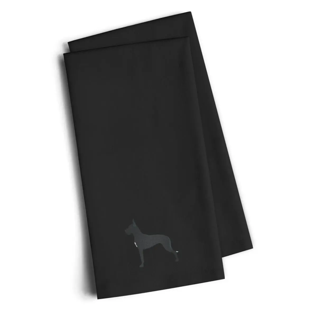 Great Dane Black Embroidered Kitchen Towel, Set of 2
