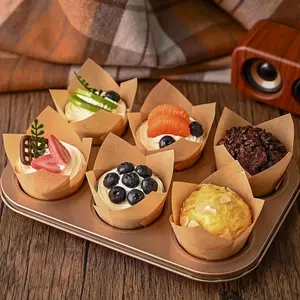 High Temperature Resistant Tulip Cake Paper CupsMuffin Cupcake Holder Baking Tool, Durable Non-ToxicMaterial, Perfect for Home Bakers, Bakeware