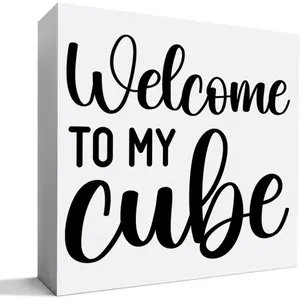 Funny Office Cubicle Desk Decor Wooden Sign Funny Office Decoration for Work Women Men Gifts for Coworker Colleague Boss Welcome To My Cube