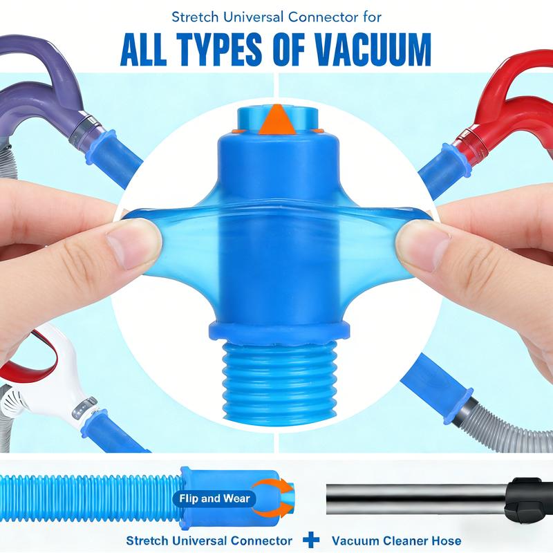 Dryer Vent Cleaner kit Dryer Lint Vacuum Attachment with Stretch Universal Connector, Dryer Vent Cleaning Tool Vacuum Hose Lint Remover, Blue