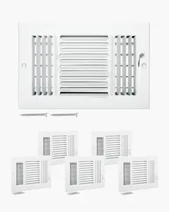 VEVOR 6 x 10 Inch Floor Registers, Summervibes,Summervibes, 6-Pack Floor Vents, HVAC 3-Direction Iron Vent Grilles for Home/Office Wall & Ceiling, Rustproof Anti-Peeling Air Vents Deflector Adjustable with Metal Damper, White