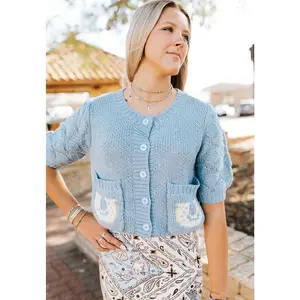 Daisy Blue Horse Knit Cardigan BRW3743-1