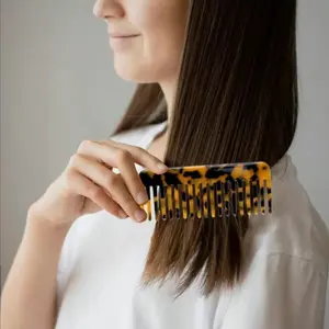 Colorful Acetate Fiber Anti-Tangle Comb, Wide Tooth Design, Ideal for Thick Curly Hair, Suitable for Wet and Dry Long Hair, Styling Brush