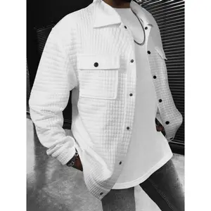 Men's Solid Button Front Drop Shoulder Jacket, Casual Loose Fit Pocket Coat for Fall & Winter, Men's Daily Wear Outerwear