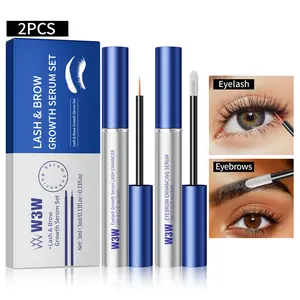 W3W Eyelashes & Eyebrow Serum 2-piece Set Slim Curl Growth Enhancer for Fuller Defined Lashes and Eyebrows 3ml Each
